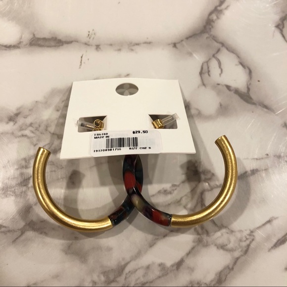 NEW Madewell Yellow Gold Colorful Open Medium Sized Hoop Earrings - Picture 6 of 8